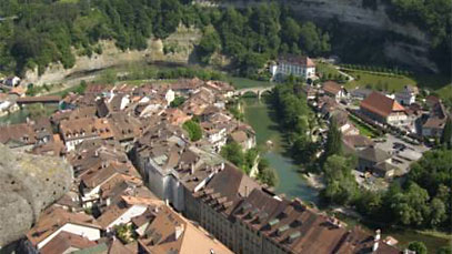 Veille ville de Fribourg. Vu depuis le somment de la Cathédrale de Fribourg